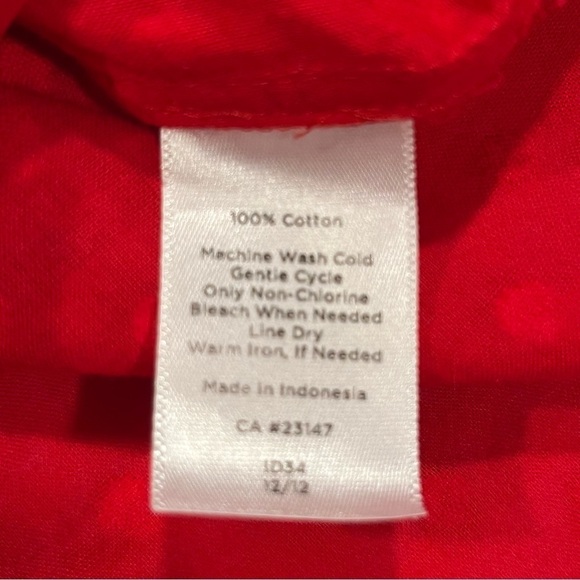 Talbots Red Ruffle Swiss Dot 3/4 length Sleeve Blouse Medium - Picture 6 of 6
